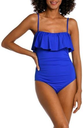 La Blanca Ruffle Bandeau One-Piece Swimsuit in Sapphire at Nordstrom Rack, Size 10