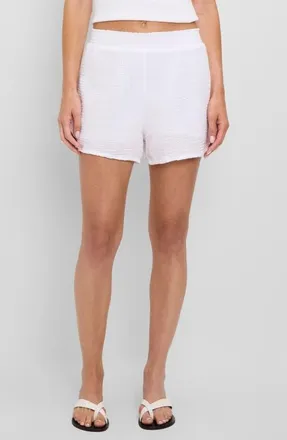 Michael Stars Alva Smocked Gauze Shorts in White at Nordstrom, Size X-Small