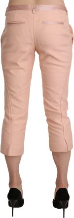Ermanno Scervino Womens Pink Low Waist Skinny Cropped Capri Pants Cotton
