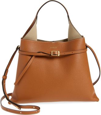Ree Projects Mini Clare Belted Soft Pebble Grain Leather Tote in Caramel at Nordstrom