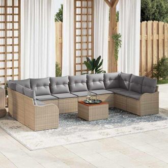 vidaXL Conjunto De Sof&aacute; De Jard&iacute;n 11 Pcs Beige Polirat&aacute;n Vidaxl