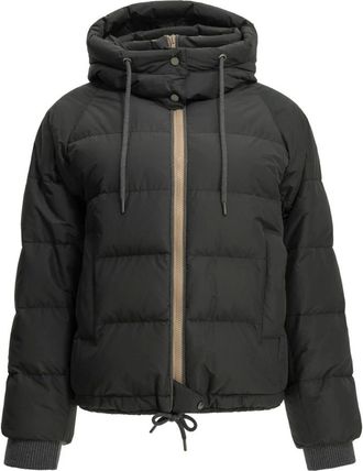 Brunello Cucinelli Chaqueta Corta de Plumas de Tafet&aacute;n - Jackets - Mujer - Negro - M