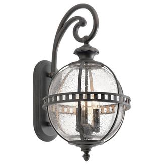 Netlighting Halleron 3 Light Outdoor Globe Wall Lantern Light Grey IP44 E14