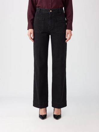 Victoria Beckham Jeans Alina a zampa e vita alta in denim di cotone stretch