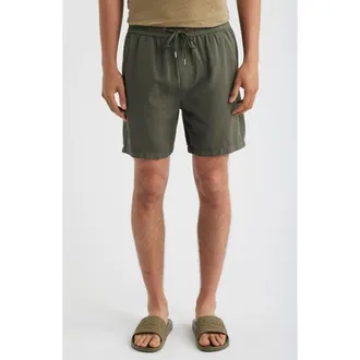 AllSaints Folgate Cotton & Linen Twill Shorts in Maple Green at Nordstrom, Size Xx-Large