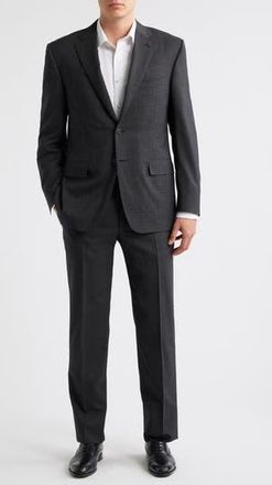 Canali Siena Regular Fit Check Stretch Wool Suit in Charcoal at Nordstrom Rack, Size 43 Us / 54 Eu Long