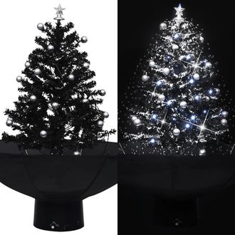 vidaXL Vidaxl - Rbol De Navidad Con Nieve Con Base De Paraguas Pvc Negro 75 Cm