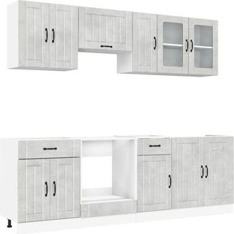 vidaXL Vidaxl - Conjunto de armarios de cocina Lucca de 8 piezas en madera de ingeniería gris hormigón