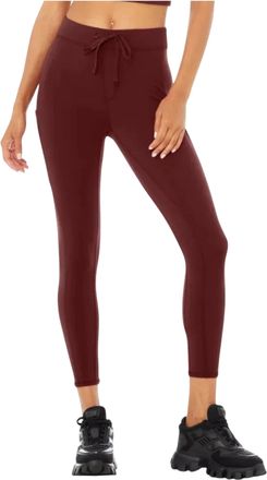 Alo Yoga 78 High waist Checkpoint Drawstring Waist Leggings in Cranberry