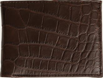 Abas Mens Matte Alligator Leather Bifold Wallet w/ ID Window