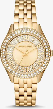 Michael Kors Harlowe Pav&eacute; Gold-Tone Watch