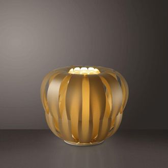 Linea Zero L&aacute;mpara De Mesa New Gold En Metal Blanco Cm. 29x23h