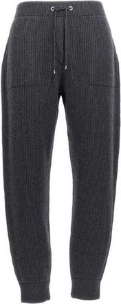 Brunello Cucinelli Black Cashmere Ribbed Jogger Pants, Size Medium