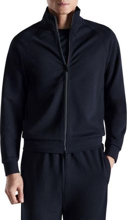 Mango Regular Fit Technical Zip Sweatshirt in Navy at Nordstrom, Size Medium