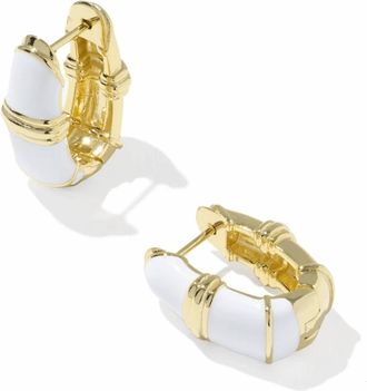 Kendra Scott Womens Courtney Huggie Earrings In White Enamel