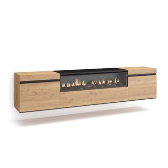 Skraut Home Skraut Home - Mueble Tv, Televisi&oacute;n, Muebles De Sal&oacute;n, Almacenaje, 200x45x35cm, Para Tv Hasta 80, Chimenea El&eacute;ctrica, Colgado, Suspendido, Estilo Mode