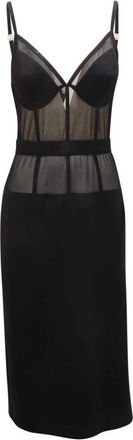 Elisabetta Franchi Ab-701-51E2 Midi Jurk - Dames - Casual kleedjes - Zwart - L - Leer - Kleedjes