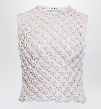 Alaia White knotted sleeveless tank top
