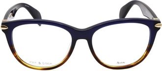 Rag & Bone Ladies Blue Rectangular Eyeglass Frames RNB3014