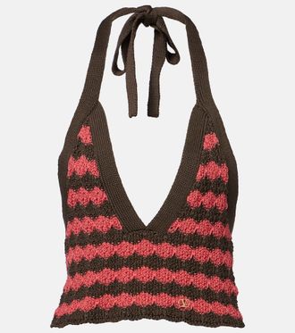 Valentino Striped knitted cotton crop top