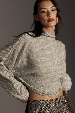 Pilcro Cozy Ribbed Turtleneck Batwing Pullover