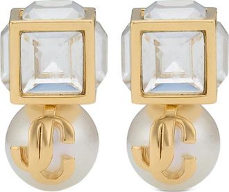 Jimmy Choo London JC Cube Pearl Studded Earrings