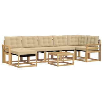 vidaXL Conjunto De Sof&aacute;s De Exterior Con Coj&iacute;n 8 Pcs Y Beige Vidaxl