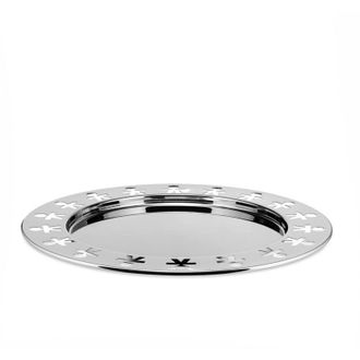 Alessi Girotondo AKKGT Vassoio Rotondo di Design in Acciaio Inox con Motivo Omini dei King-Kong