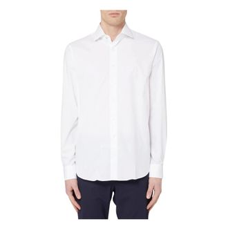 Michael Kors Formal Shirts, male, White, Size: 2XL Poplin Stretch Modern Shirt
