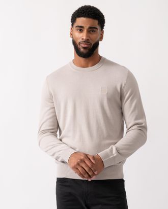 Boss Orange by Hugo Boss Mens Kanovano Crew Neck Jumper in Light Grey Cotton - Size X-Large