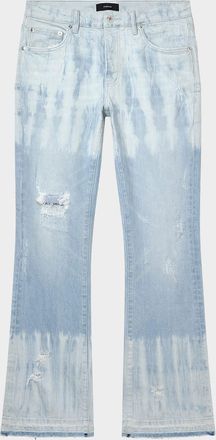 Purple Tie Dye Distressed Mid-Rise Flared Jeans