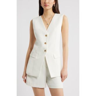 Open Edit The Icon Collarless Vest in Ivory at Nordstrom, Size Xx-Small