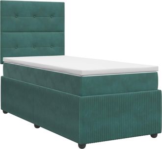 vidaXL Cama Box Spring Con Colch&oacute;n Verde Oscuro 90 X 190 Cm Terciopelo Vidaxl