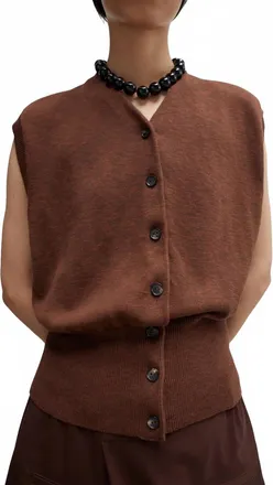 CORDERA Flecked Cotton Waistcoat In Russet