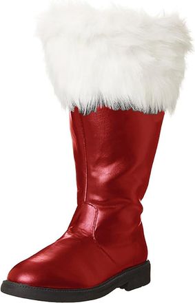Generic Christmas Santa Claus Boots Mens Wide Calf Santa Combat Boots with White Plush Cuffs Foot Bells Buckle Strap for Halloween Christmas Costume Christmas