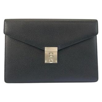 Ferragamo Pre-owned Clutch bag - Heren - Pre-owned - Zwart - Maat: ONE Size Leer