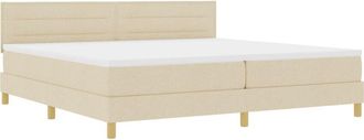 vidaXL Box Spring Bed with Cushion Manual Cream 200 x 200 cm Fabric vidaXL