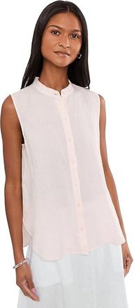 Eileen Fisher Organic Handkerchief Linen Mandarin Collar Shirt Womens Clothing Crystal Pink : XL