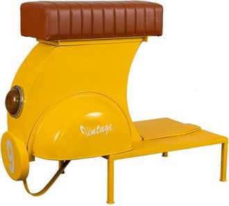 Wanderlust Deco Wanderlust Deco - Taburete De Metal Y Piel Amarillo 95x50x75