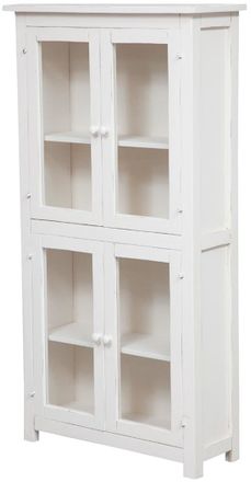 Biscottini International Biscottini - Vitrina De Estilo Country De Madera Maciza De Tilo Acabado Con Efecto Blanco Envejecido 68x25x130 Cm