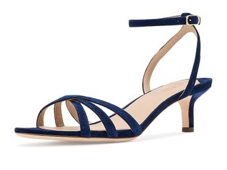 Lauren Ralph Lauren Kendyl Kitten-Heels Suede Sandals Womens Sandals Refined Navy : 7.5 B - Medium, Leather/Suede