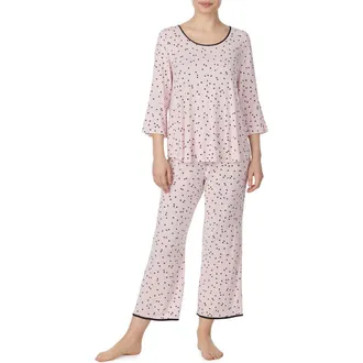 Kate Spade New York bell cuff pajamas in Scattered Dot Pink at Nordstrom, Size X-Small