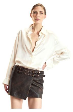 Cynthia Rowley Silk Button Up Shirt in White at Nordstrom, Size X-Small
