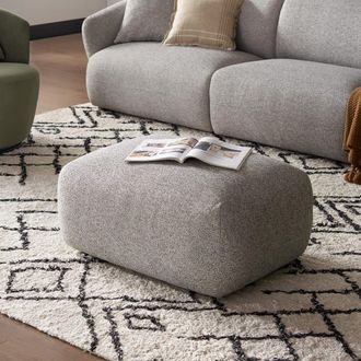 Castlery Gray Performance Fabric Ottoman | Auburn by Castlery