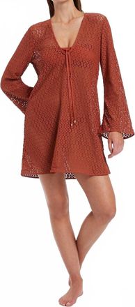 JETS Stretch Lace Kaftan Cover Up In Russet