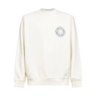 Stone Island Compass Graphic Crewneck Sweatshirt - Heren - Sweatshirts - Beige - XL - Katoen - Hoodies & sweatvesten