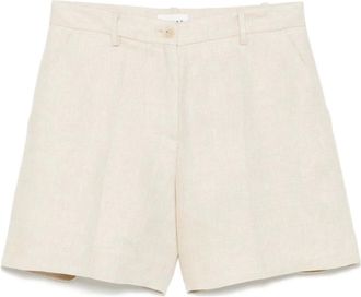 P.A.R.O.S.H. P.a.r.o.s.h., Korte Broeken, Dames, Beige, L, Linnen, Beige Linnen Shorts met Riemlussen