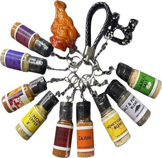 Generic Keychain Seasoning Bottles, Mini Seasoning Keyring | Portable Charm Leak-Proof Flavor Containers for Cooking Barbecue Home School Daily Outdoor Enthus