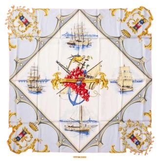 Herm&egrave;s Foulard in seta Pre-owned Bordeaux Porte Oc&eacute;ane - - Pre-owned - Donna - Multicolore - ONE SIZE