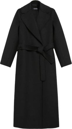 Max Mara Poldo Robe Coat - Dames - Jas met riem - Zwart - XS - Wol - Jassen